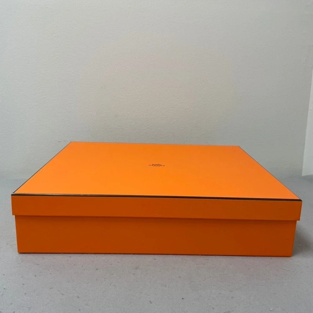 Hermes Empty Storage Box Orange Magnetic Ribbon Tissue Paper 17.75x14.75x4